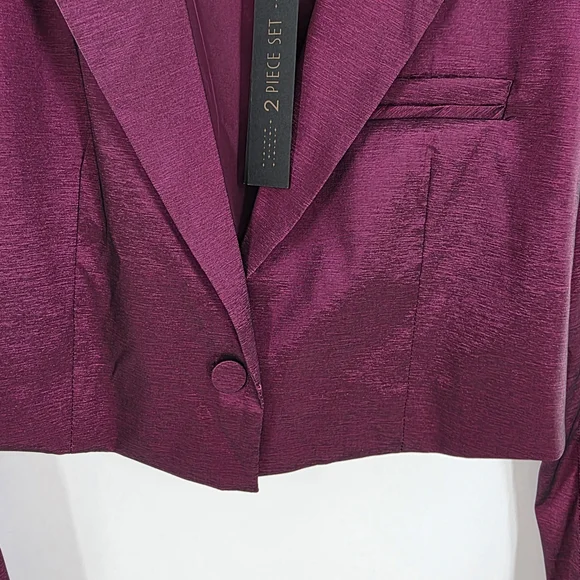 House of Harlow 1960 Shiny Dark Fuchsia Cropped Blazer W/ Cami Womens Medium - Picture 5 of 16